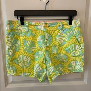 NWOT Lily Pulitzer Callahan shorts yellow green seashell print beach size 6
